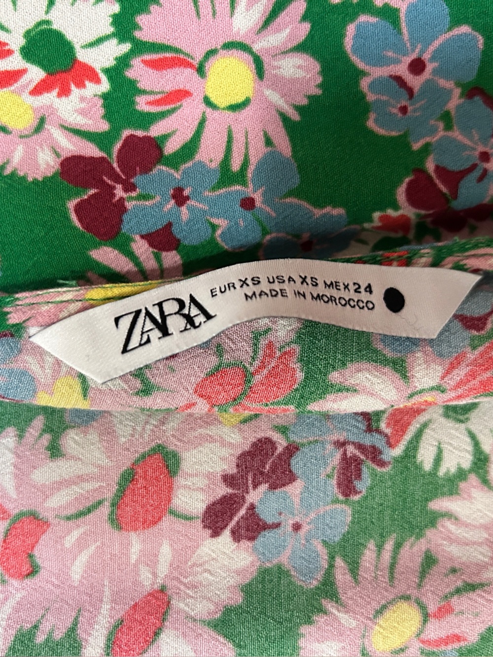 Zara Green Daisy Floral Midi Kimono Dress Size XSmall - Picture 7 of 9